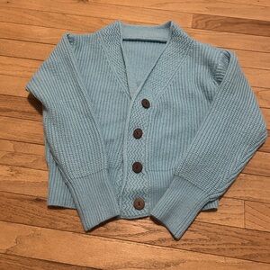 blue cardigan